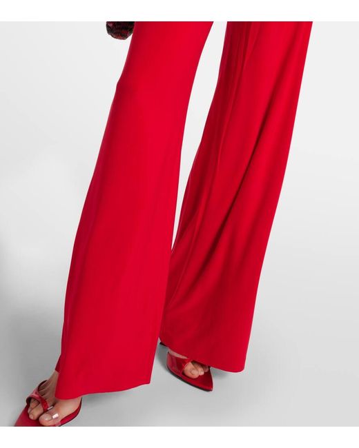 Norma Kamali Red Draped Wide-Leg Jumpsuit