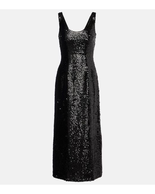 Emilia Wickstead Black Tippini Sequined Midi Dress