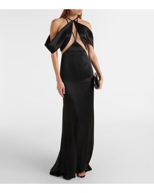 David Koma Black Off-Shoulder Tulle Gown