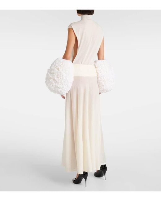 Alaïa White Low-Rise Virgin Wool Maxi Skirt