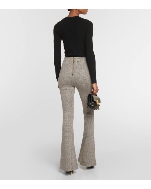Balmain Gray Schlaghose Monogram Aus Jacquard