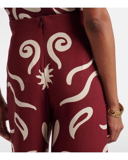 Cala De La Cruz Red Toya Printed Wide-Leg Pants