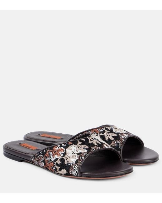 Missoni Black Lame Leather Mules