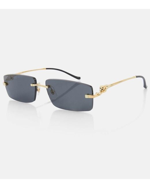 Cartier Blue Panthere De Cartier Rectangular Sunglasses