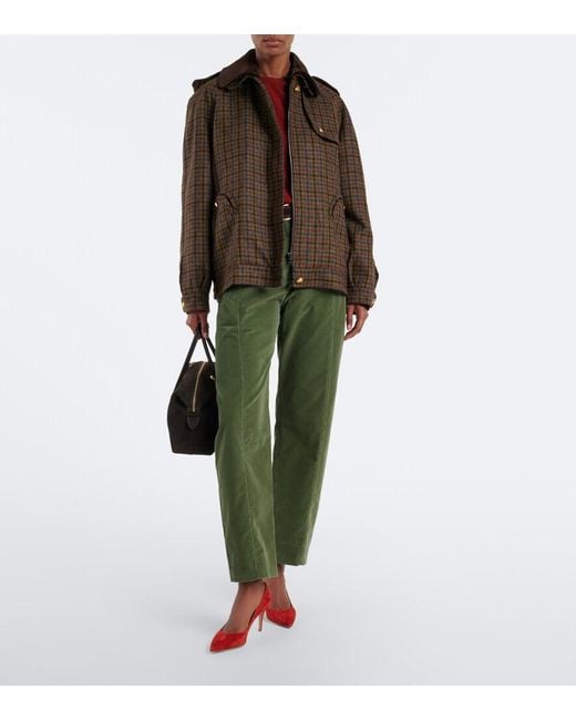 Blazé Milano Green Sorraia Cotton Corduroy Barrel-Leg Pants