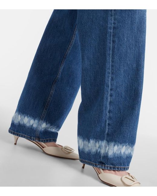 Jeans anchos de tiro alto Valentino de color Blue