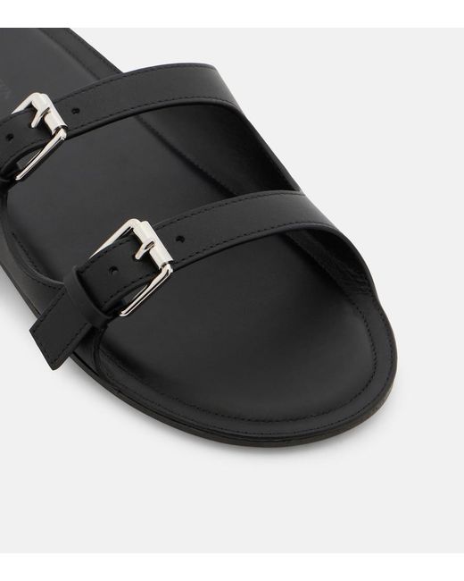 Christen Black Double Belt Leather Sandals