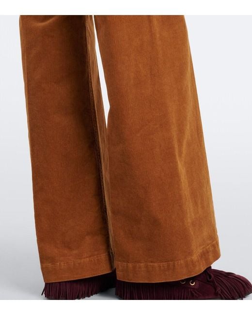 Polo Ralph Lauren Brown Cotton Corduroy Wide-Leg Pants