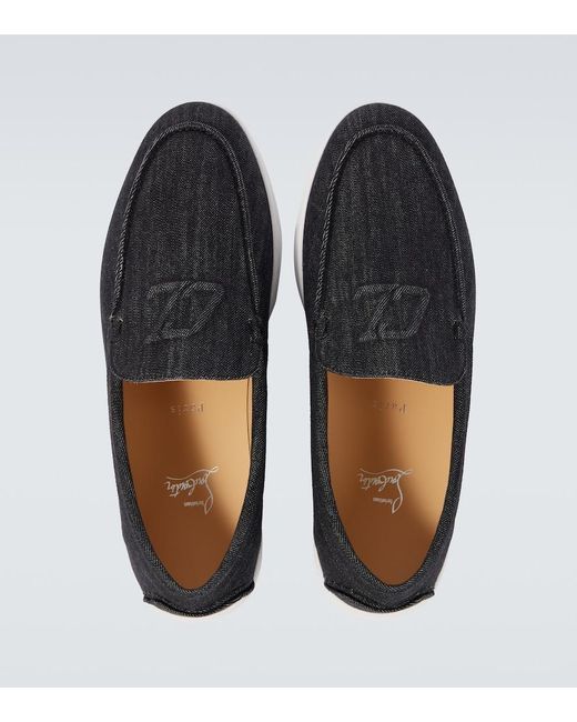 Christian Louboutin Black Varsiboat Denim Loafer for men