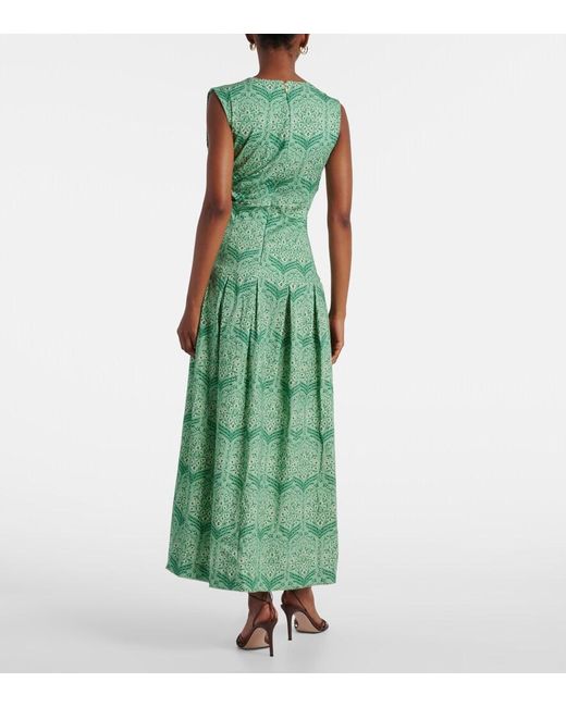 Agua Bendita Green Otono Printed Cotton-Blend Maxi Dress