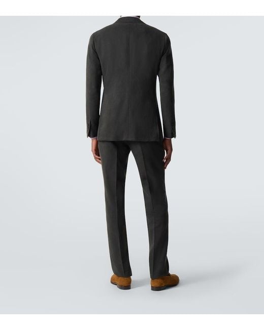 Thom Sweeney Black Linen Suit for men