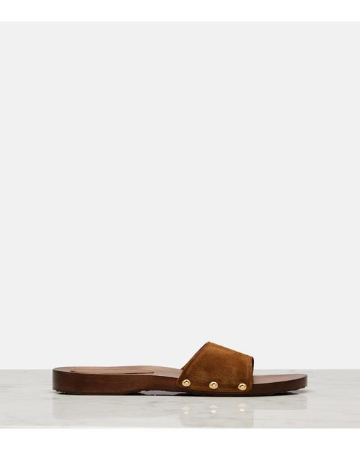 Gianvito Rossi Brown Pantoletten Riviera Aus Veloursleder