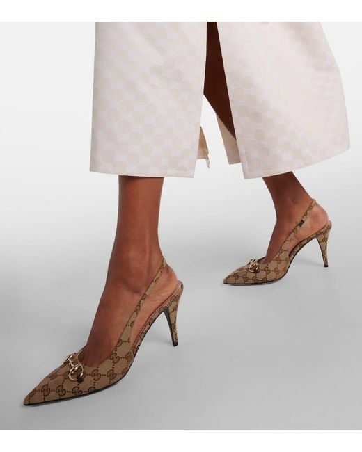 Gucci Brown 85Mm Horsebit-Detail Pumps