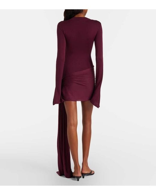 Vestido Corto De Jersey En Mezcla De Seda Drapeado AYA MUSE de color Red