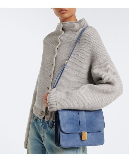 Khaite Blue Blake Suede Crossbody Bag