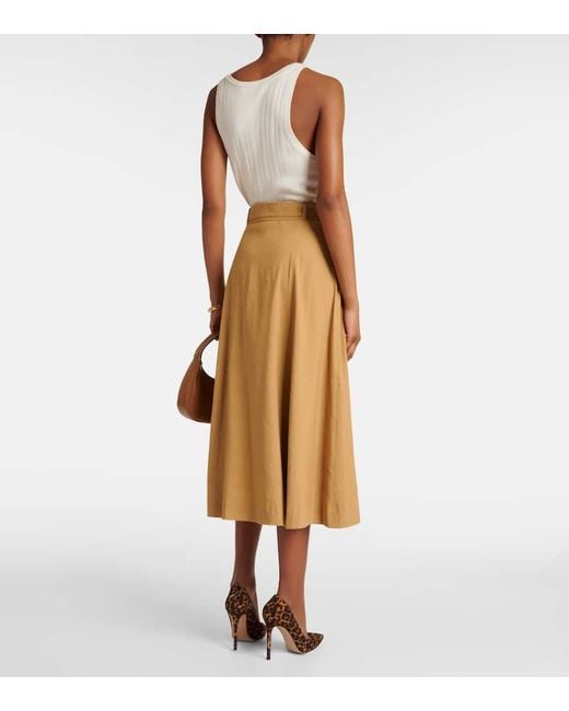 Veronica Beard Natural Arwen Linen-blend Midi Skirt