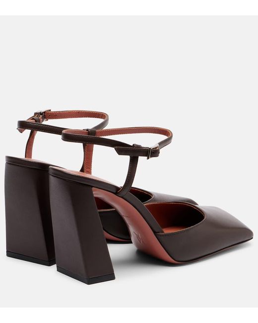 AMINA MUADDI Brown Charlotte 95 Leather Pumps