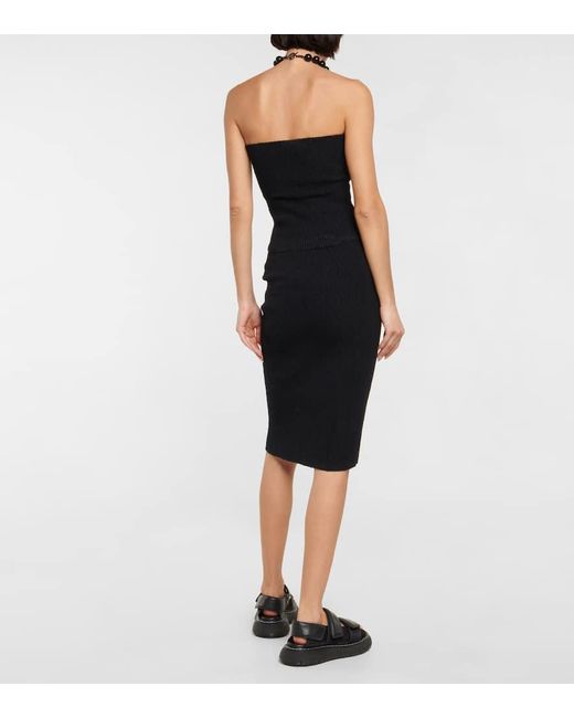 Wardrobe NYC Black Strapless Ribbed Cotton Top