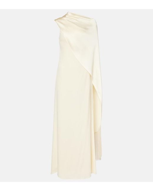 Taller Marmo White Berenson Caped Crepe Cady Gown