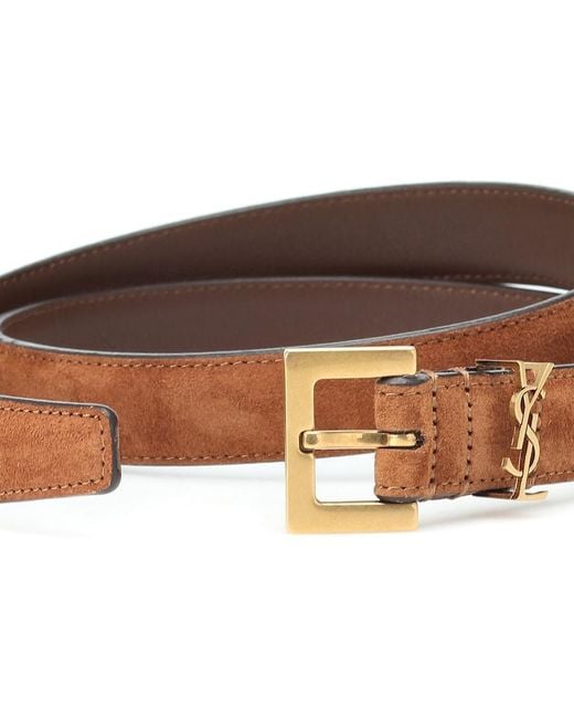 Saint Laurent Brown Cassandre 20 Suede Belt