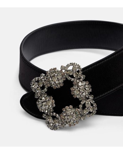 Manolo Blahnik Black Hangisi Satin Belt