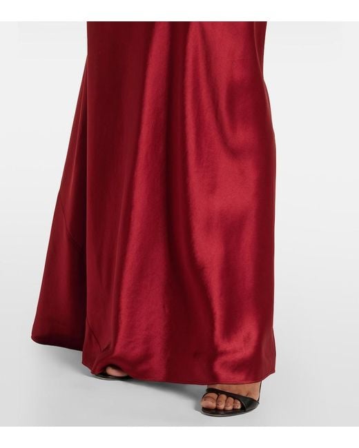 Vince Red Satin Maxi Skirt