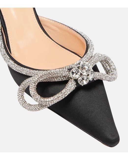 Mach & Mach Metallic Double Bow 65 Embellished Satin Pumps