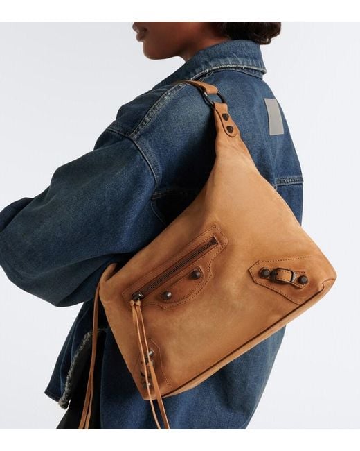 Balenciaga Brown Le City Small Suede Shoulder Bag