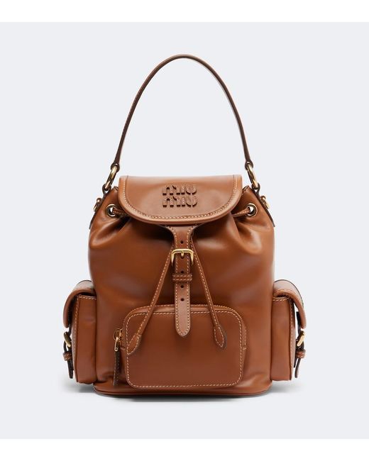 Miu Miu Brown Leather Backpack