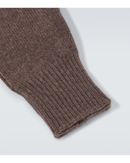 Brunello Cucinelli Brown Cashmere And Suede Gloves for men