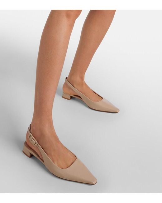 Gianvito Rossi Natural Lindsay 20 Patent Leather Slingback Ballet Flats