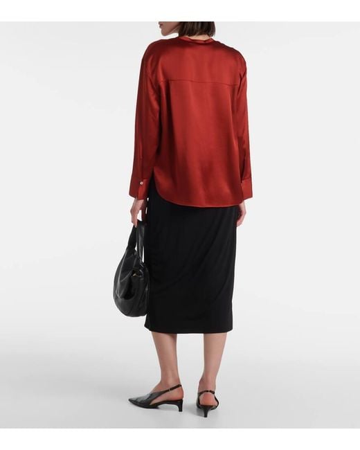 Vince Red Silk Blouse