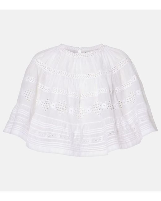 Isabel Marant White Top Dilama Aus Baumwoll-Voile