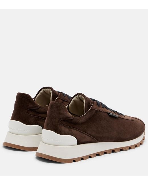 Brunello Cucinelli Brown Monili Suede Sneakers
