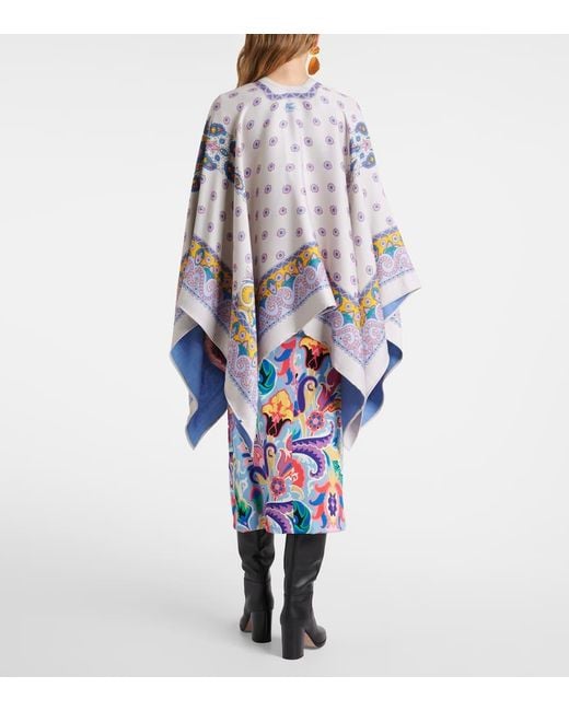 Etro Blue Cape Aus Einem Wollgemisch