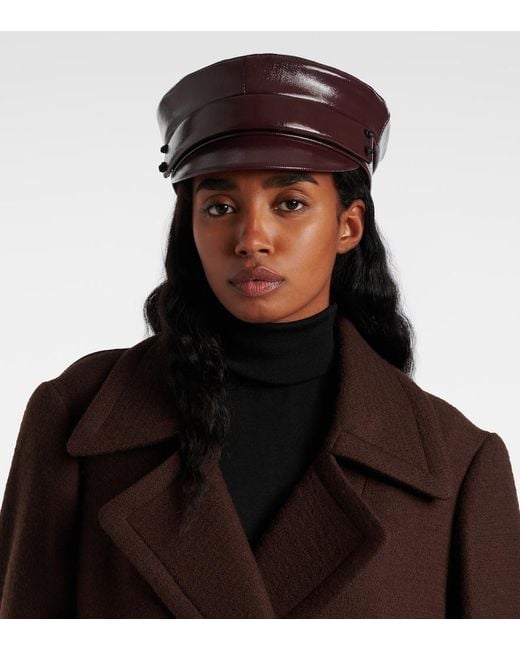 Ruslan Baginskiy Purple Faux Leather Newsboy Cap