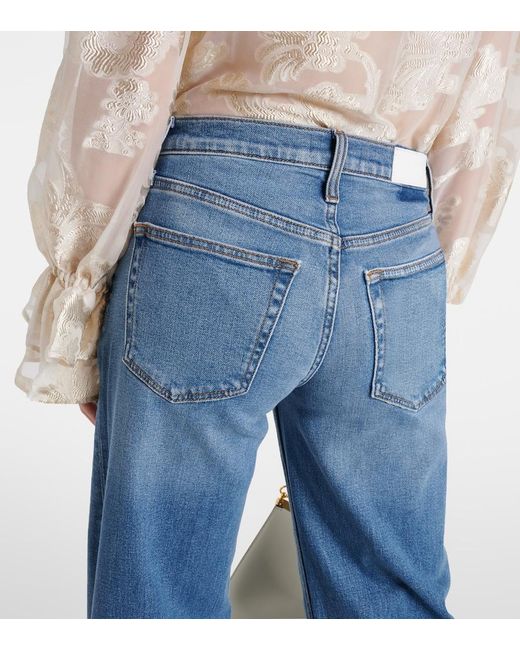 Re/done Blue Mid-Rise Wide-Leg Jeans