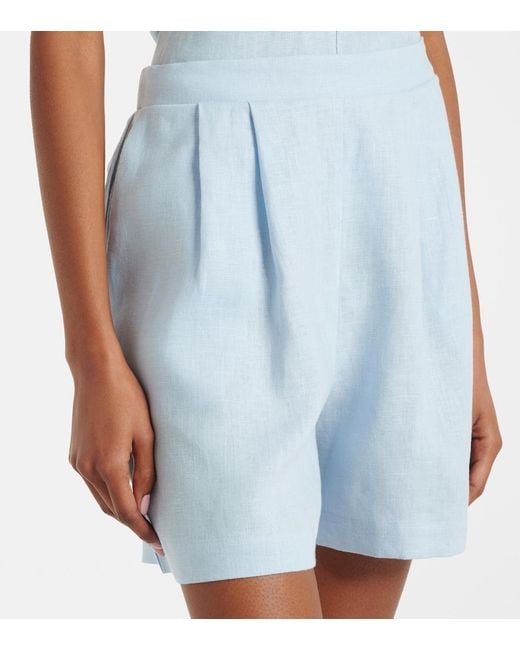 Asceno Blue Dallas Linen Shorts