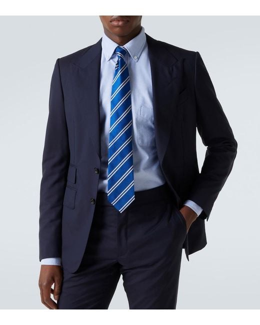 Tom Ford Blue Striped Silk Twill Tie for men