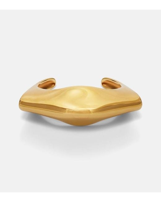Khaite Metallic Lotus 18Kt-Plated Cuff Bracelet