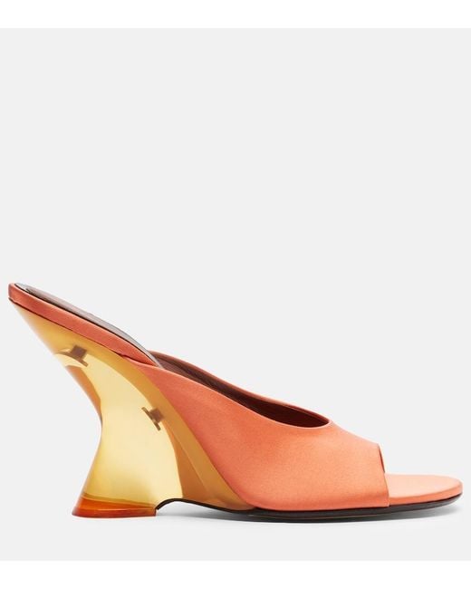 Dries Van Noten Brown Satin Wedge Mules