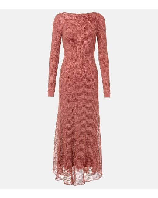 Alaïa Red Sheer Maxi Dress