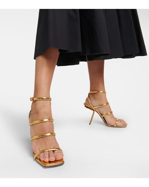 Alaïa Metallic Perfo Leather Sandals