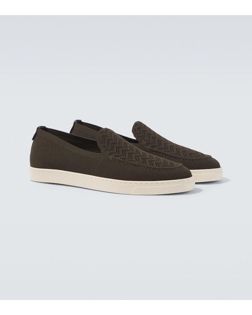 Giorgio Armani Black Asv Jacquard Slip-On Shoes for men