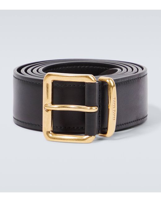 Miu Miu Black Leather Belt for men