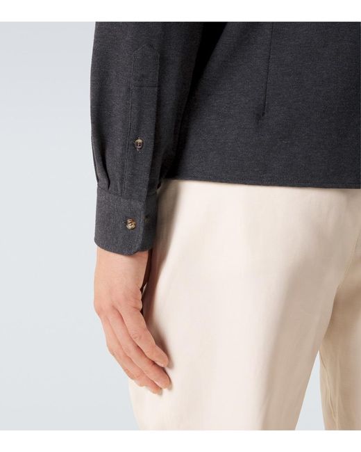 Brunello Cucinelli Blue Cotton Overshirt for men
