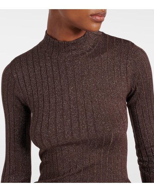 Brunello Cucinelli Brown Ribbed-Knit Cashmere And Silk-Blend Top