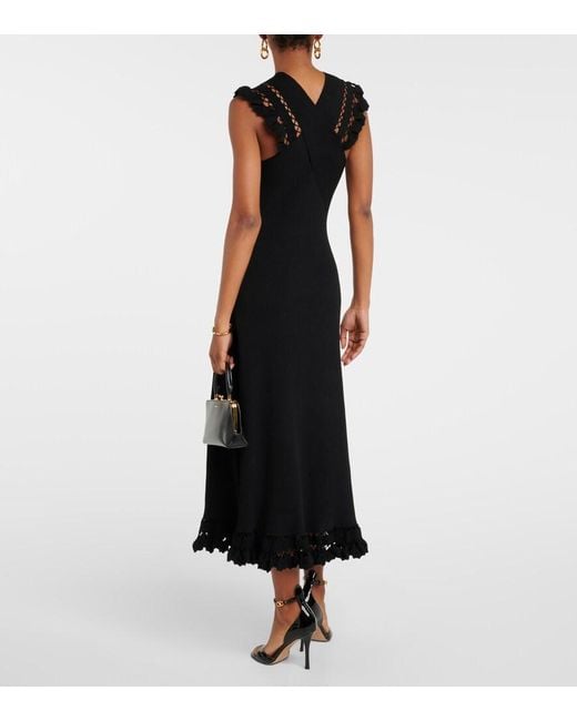 Ulla Johnson Black Fiora Ribbed-Knit Midi Dress