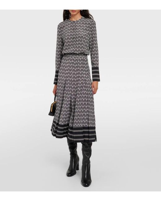 Jupe Midi Norris En Soie Melangee A Logo Veronica Beard en coloris Gray