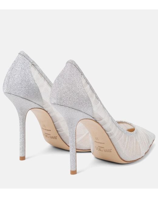 Escarpins Love 85 en tulle a paillettes Jimmy Choo en coloris White